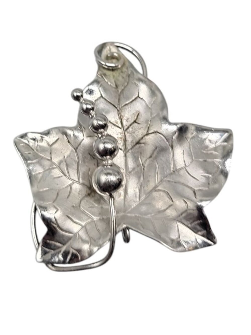 Carl Art Sterling Silver Grape Leaf & Vine Brooch Pendant Marked CA  925 Vintage